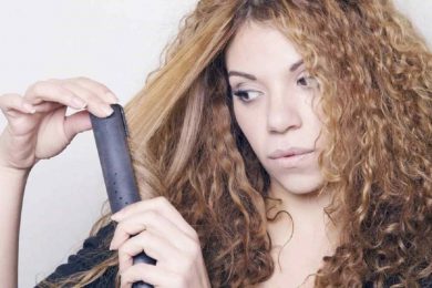 prep curly hair for straightening